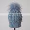 Myfur Top Selling Products Crochet Captain America Beanie Hat With Raccoon Fur Pom Pom Dinosaur in