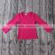 2016 yawoo rose red long sleeve cotton knitted plain shirts baby girls top design