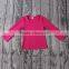 2016 yawoo rose red long sleeve cotton knitted plain shirts baby girls top design