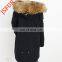Demountable raccon fur lining natural fur down coat with raccoon fur collar