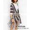 Knit Cape Cardigan, Korean Cardigan With Striped, Fashionable Cardigan With Fringe