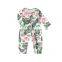 Baby Aqua Flower Rompers Private Label Jumpsuit Infant Romper Girls Ruffle