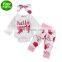 hello world 2019 Baby Rompers Outfits & kids rose flower full print pants & hat 3pc set