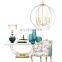 Modern ball fixture frame candle lamp holder 6 light gold dining room bedroom pendant lamp