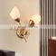 Home Living Room hotel Art Deco Indoor Decorative Golden Base White Glass Lampshade Wall Lamp Sconce