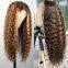 Highlight Color Wig Human Hair Kinky Curly 13x6 HD Lace Frontal Wigs Human Hair Deep Water Wave Honey Blonde 13x4 Lace Front Wig