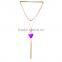 Bohemian Multilayers Long Chain Triangle Resin Bead Pendant Tassel Necklace