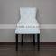 Exquisite Wood Frame White Buttoned Tufted Upholstery Dining Chair