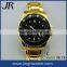 Gold Watches Men Design Alloy Case And Band Japan Movt Waterproof Black Dial Customize Logo
