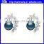 FIVE COLORS -- New big round white pearl diamond cluster stud earrings