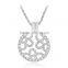 New Trendy Hollow Out Long Chain Necklace Round Gold Plated Rhinestone Pendant Necklace for Women Jewelry Gifts