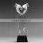 Personalization k9 Optical Glass Globel With Rotatable Frame Metal Handshake Wholesale Trophy