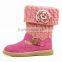 2016 New Fancy Children Knit Boots Shoes with Decorative Flower at Side