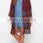 2016 latest design Sexy trim Patchwork kimono cardigan with fringes