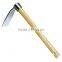 double face carbon steel pick-hoe farming tools with wooden handle