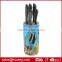 5 pcs kitchen knife set with plastic universal knife block
