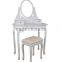 Make Up Table with Bench, Wooden Dressing Table with Mirror and Stool, Bedroom Wooden Furniture