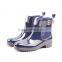 fashion high quality navy shiny glossy PVC wellington rain boots women