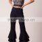 Hot Selling Women Banded Waist Flared Trousers Ruffle Accents Pants