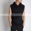Customized clothing kangaroo pocket plain black sleeveless hoodie