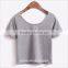 Ladies Basic Plain Short Sleeve Black Custom Crop Top