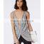 Sexy drape front sleeveless cheap lady blouse fashion women blouse 2016