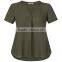 Wholesale apparel comfortable plain dyed lady sheer blouse