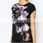 OEM print digital floral t shirts in bulk girls t-shirt with chestprint tshirt