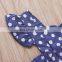 2019 summer denim blue dot full print infant rompers kids cotton bodysuits fly sleeved jumpsuits 0-2years