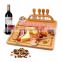 Bamboo Cheese Board Set Cheese Plate Board with Cutlery Set Wood Serving Tray and Charcuterie Platter