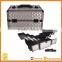 Diamond Textured Pattern 6 Extendable Trays Aluminum Professional Makeup Artist Cosmetic Storage Carrying Travel Train Case