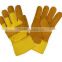 industrial split leather working gloves with yellow cuff