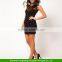 Women Sexy Elegant Black Sleeveless Lace Short Evening Dress
