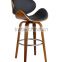 Antique wooden round legs high bar chairs with pu leather backrest for home furniture