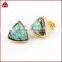 Natural turquoise stone stud post triangle earrings