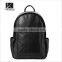 Pure black high quality blank pu leather backpack bags