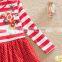 (LH5908) 4-8Y nova kids wear red Neat new girl dresses striped fancy dresses latest cotton frock designs kids embroidery dress