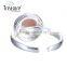 2016 New design pink stone silver plating copper open ring wholesale in spring