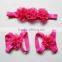 12 COLOR BABY Chiffon Flower Soft Elastic Stretch Barefoot Sandals Shoes with Matching Headband 2 Pcs