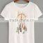 T-shirts latest fashion design women clothing White Feather leaves Print T-shirt