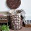 Collapsible white canvas bag laundry basket