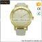 Top brand leather band quartz stainless steel back mens watch