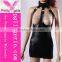 Beauty Mature Lady Leather Short Dress,Black Leather Dress