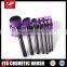 7pcs Two-tone hair cosmetic brush set with round cylinder holder in purple color