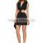 Women deep V neck open waist black short tight mini party dress prom dress wholesale