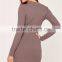 Chinese Factory Ladies Silm Fit Women Longline Knitwear Sweater Purple Zip Up Rib Mini Dress