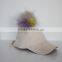 Myfur Man Suede Baseball Cap And Hat With Real Red Fox Fur Pom Puff