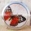 7cm Round Cosmetic Purse Compact Makeup Handbag Mirror with Butterfly