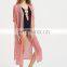 Tassel tie front roll sleeve slit beach kimono