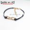 Fashion Adjustable bracelet with extended wire pu bracelet with metal